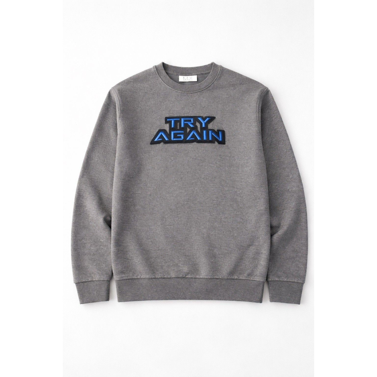 Maxime Simons Try Again Embroidered Sweatshirt Gray Small Rare Designer Unisex